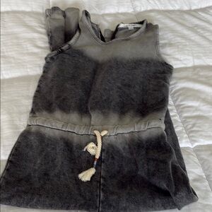 Gray Sleeveless Romper with Rope Tie